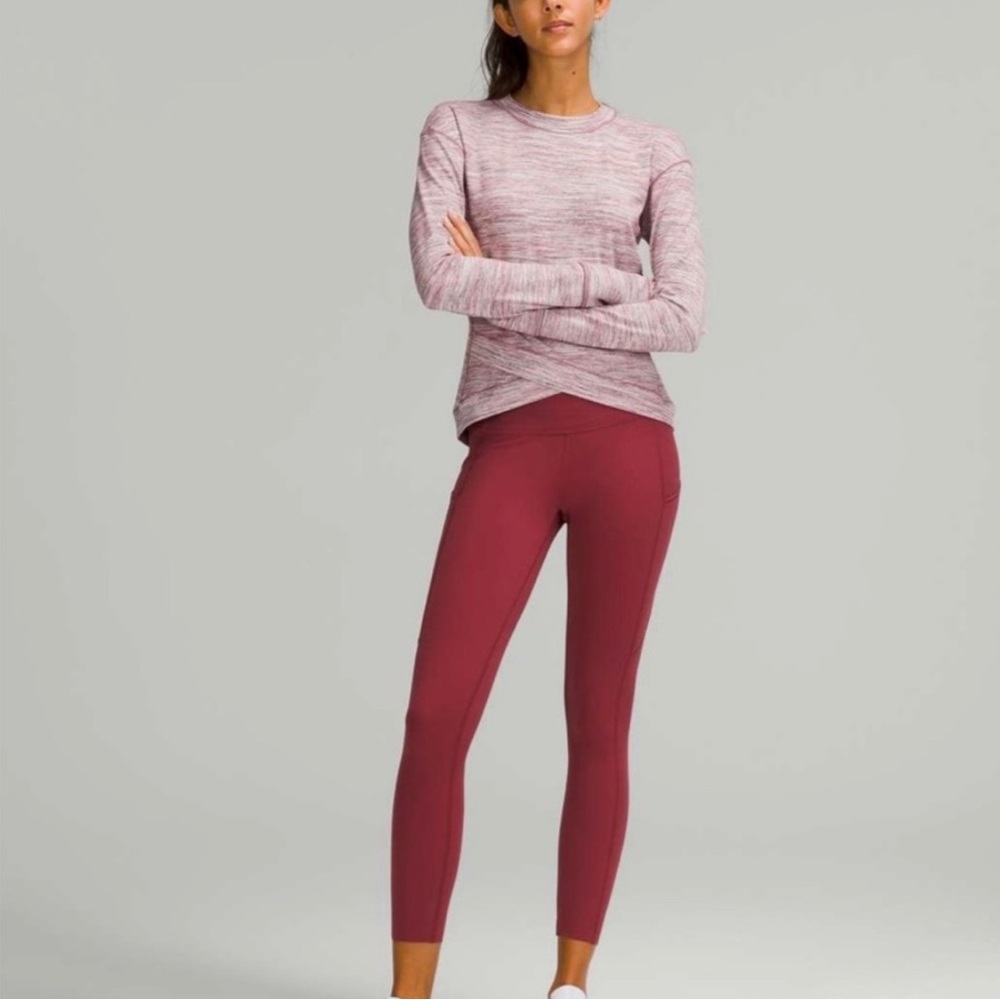 Lululemon Fast and Free High Rise Athletic Leggings in Mulled Wine Maroon Size 2